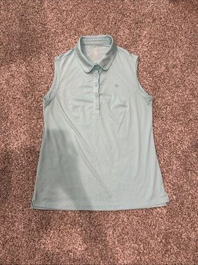 Sleeveless Polo Tank Top - Light Aqua